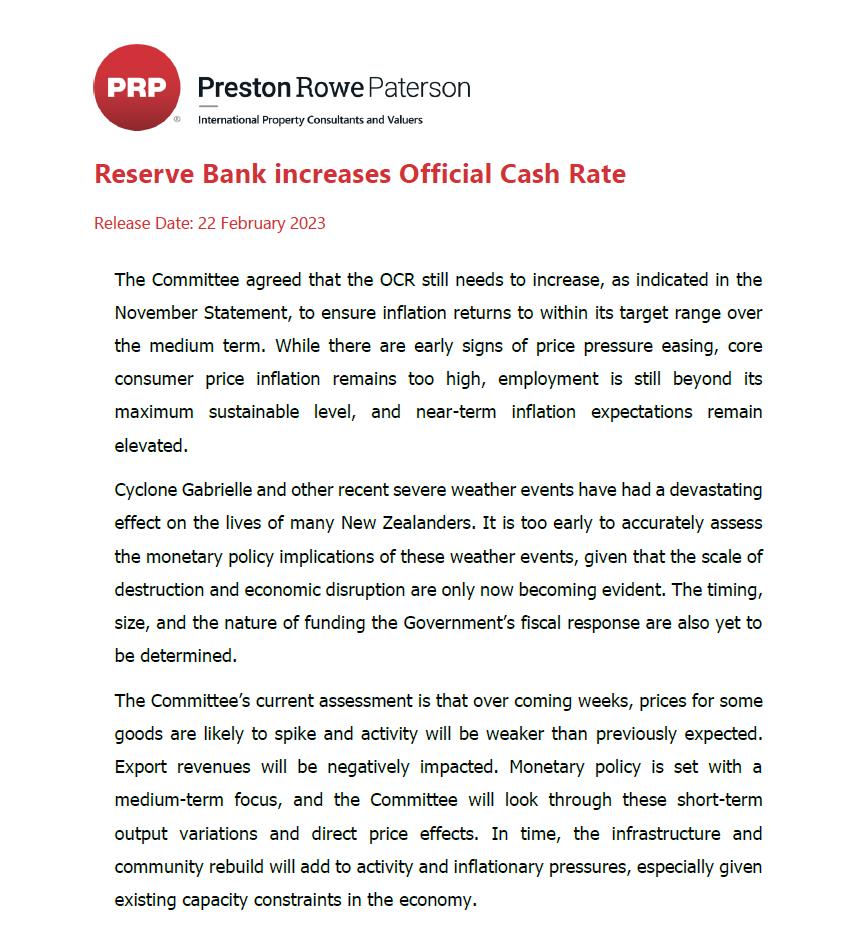 22.02.2023 - Reserve Bank Increases Official Cash Rate