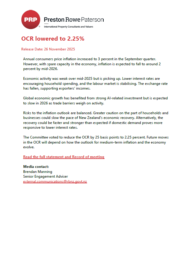 26.11.2025 - OCR lowered to 2.25%